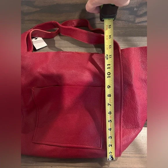 NWT Zara Red Leather Shopper Tote Bag - Picture 11 of 17